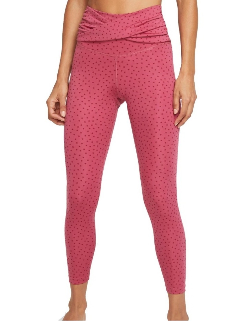 Nike Women's Yoga Pink Polk A Dots Twist Capri Tights Small Polyester  NWOT